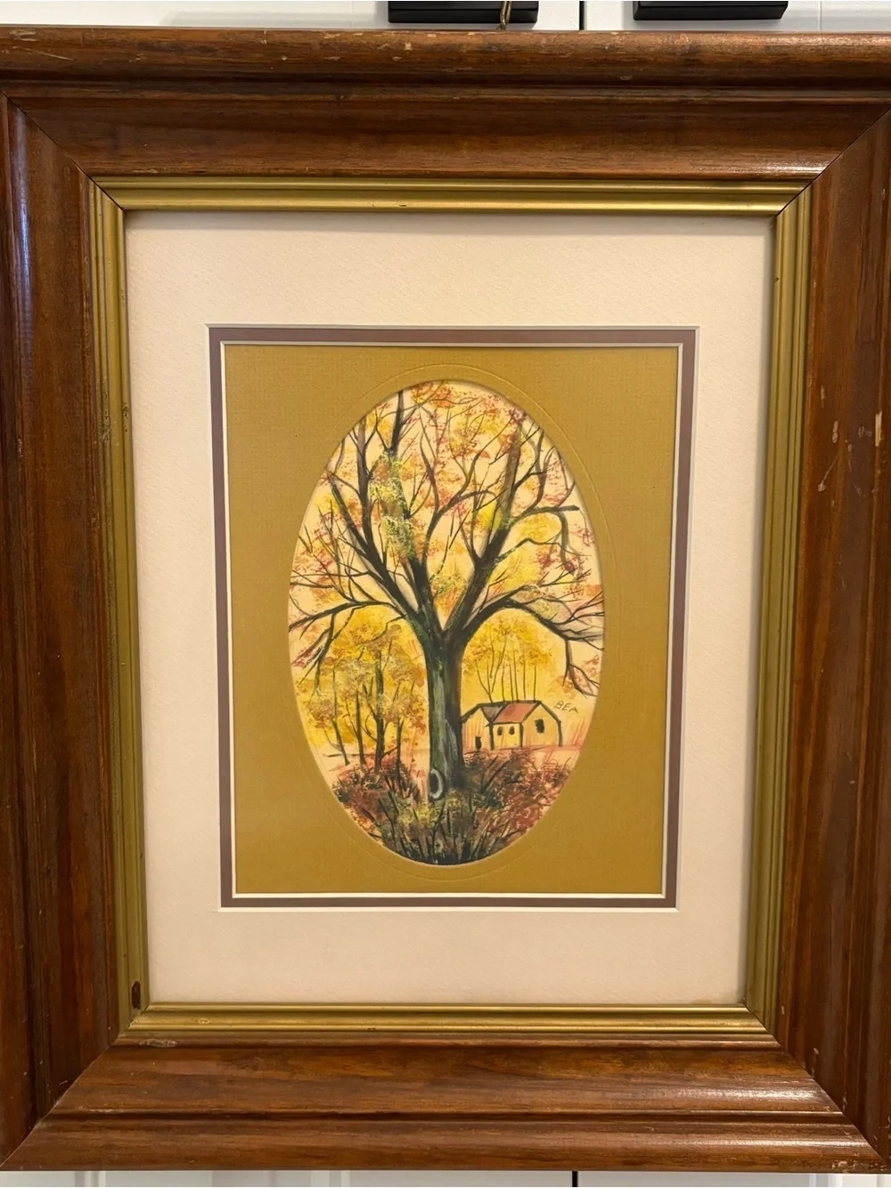 Framed Autumn Tree Wall Art - Yellow and Brown